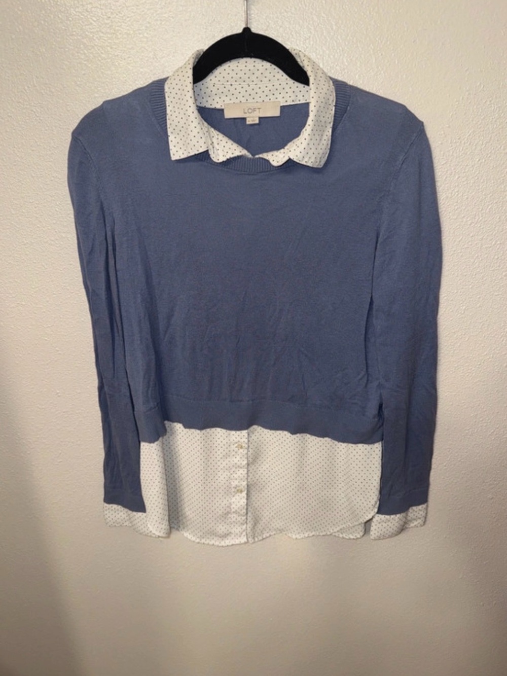 LOFT Blue and White Layered Sweater Shirt